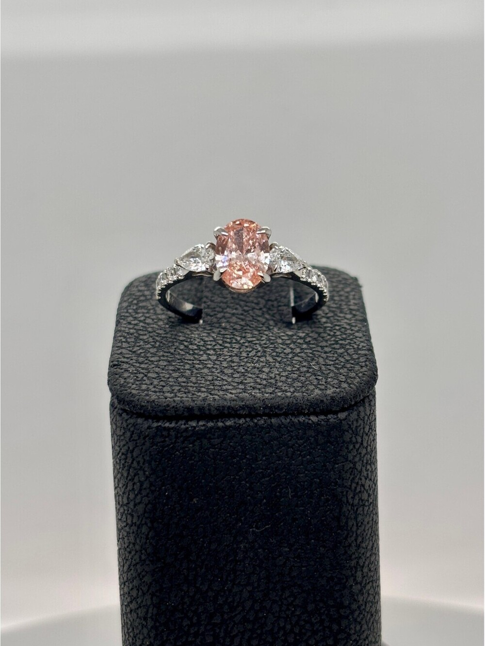14k White Gold Lab Pink Sapphire and Diamond Ring